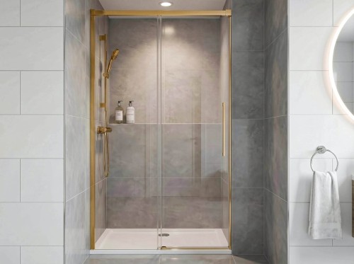 LUXOR GOLD MATT drzwi 1300mm, szkło czyste