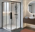 LUXOR BLACK kabina prysznicowa kwadratowa narożna 900x900mm, wejście narożne