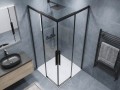 LUXOR BLACK kabina prysznicowa kwadratowa narożna 1000x1000mm, wejście narożne