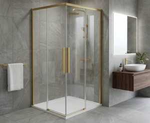LUXOR GOLD MATT kabina prysznicowa kwadratowa narożna 800x800mm, wejście narożne