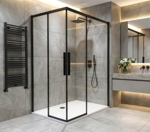LUXOR BLACK kabina prysznicowa prostokątna 1000x800mm wariant L/P, wejście z rogu