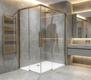 LUXOR GOLD MATT kabina prysznicowa prostokątna 900x800mm wariant L/P, wejście z rogu