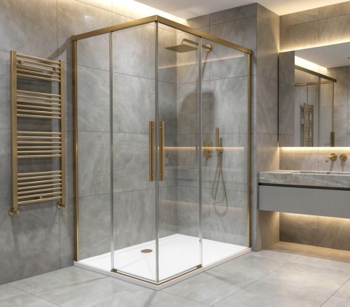 LUXOR GOLD MATT kabina prysznicowa prostokątna 900x800mm wariant L/P, wejście z rogu