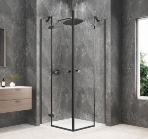 GLOBE GUN METAL kwadratowa kabina prysznicowa 800x800mm, wejście z rogu, szkło czyste