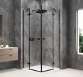GLOBE BLACK kwadratowa kabina prysznicowa 1000x1000mm, wejście z rogu, szkło czyste