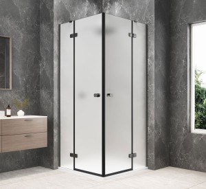 GLOBE GUN METAL kwadratowa kabina prysznicowa 800x800mm, wejście z rogu, szkło matowe