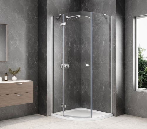GLOBE CHROME kabina prysznicowa półokrągła 800x800mm, szkło czyste, lewe