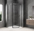 GLOBE GUN METAL kabina prysznicowa półokrągła 800x800mm, szkło czyste, prawe