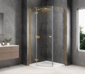 GLOBE GOLD MATT kabina prysznicowa półokrągła 900x900mm, szkło czyste, lewe