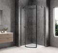 GLOBE GUN METAL kabina prysznicowa półokrągła 1000x1000mm, szkło czyste, lewe