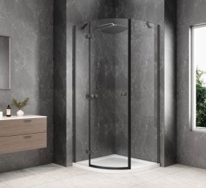 GLOBE GUN METAL kabina prysznicowa półokrągła 1000x1000mm, szkło czyste, lewe