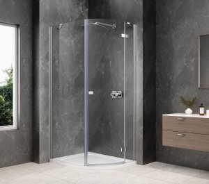 GLOBE CHROME kabina prysznicowa półokrągła 800x900mm, szkło czyste, prawe