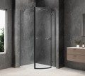 GLOBE GUN METAL kabina prysznicowa półokrągła 800x1000mm, szkło czyste, prawe
