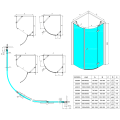 GLOBE CHROME kabina prysznicowa półokrągła 800x800mm, szkło matowe, prawe