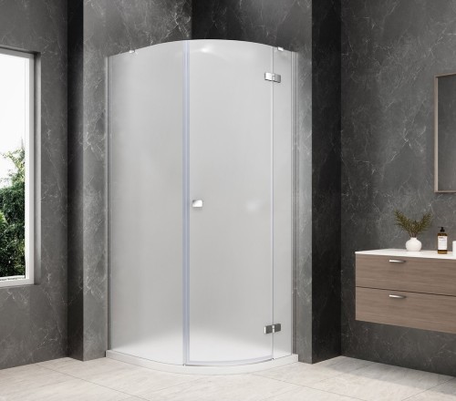 GLOBE CHROME kabina prysznicowa półokrągła 800x1000mm, szkło matowe, prawe