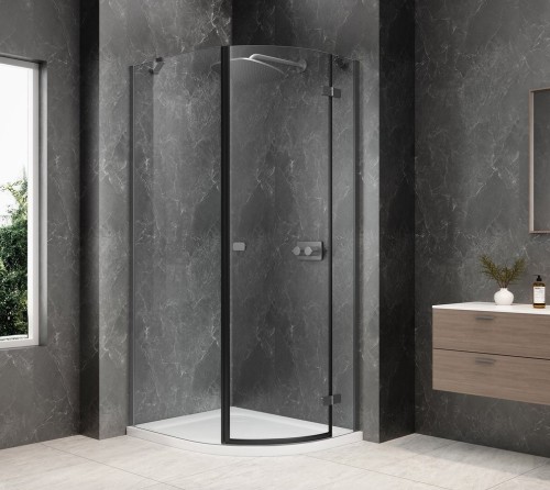 GLOBE GUN METAL kabina prysznicowa półokrągła 900x1000mm, szkło czyste, prawe
