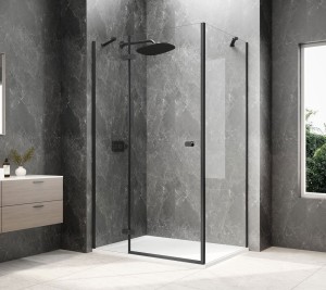 GLOBE BLACK prostokątna kabina prysznicowa 1000x800mm, szkło czyste, lewe