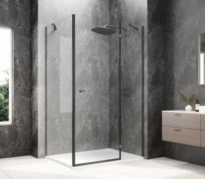GLOBE GUN METAL prostokątna kabina prysznicowa 1000x800mm, szkło czyste, prawe