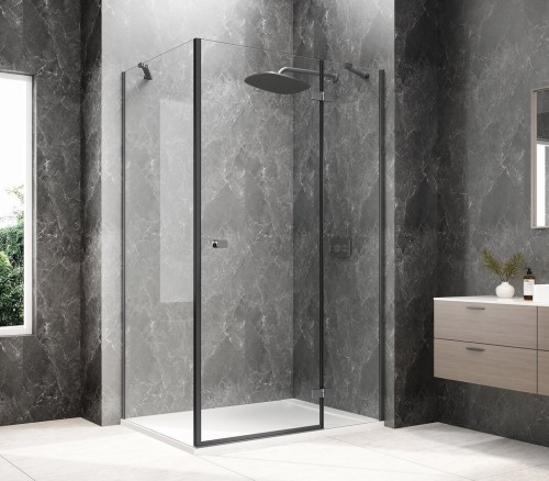 GLOBE GUN METAL prostokątna kabina prysznicowa 1100x800mm, szkło czyste, prawe