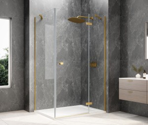 GLOBE GOLD MATT prostokątna kabina prysznicowa 800x900mm, szkło czyste, prawe