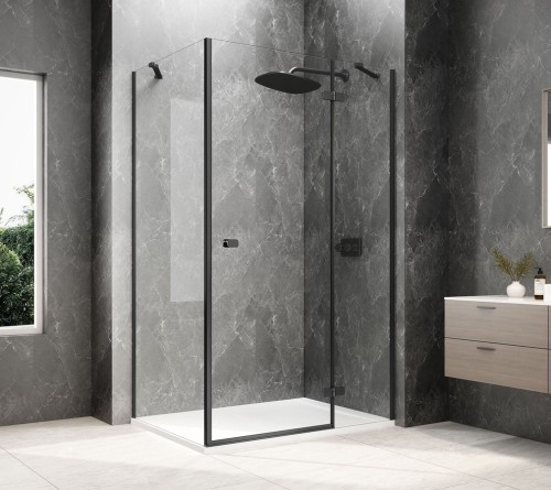 GLOBE BLACK prostokątna kabina prysznicowa 1000x900mm, szkło czyste, prawe