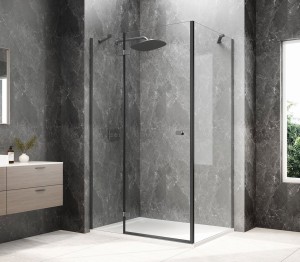 GLOBE GUN METAL prostokątna kabina prysznicowa 1000x900mm, szkło czyste, lewe