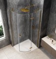 GLOBE GOLD MATT kabina prysznicowa półokrągła 900x800mm, szkło czyste, prawe